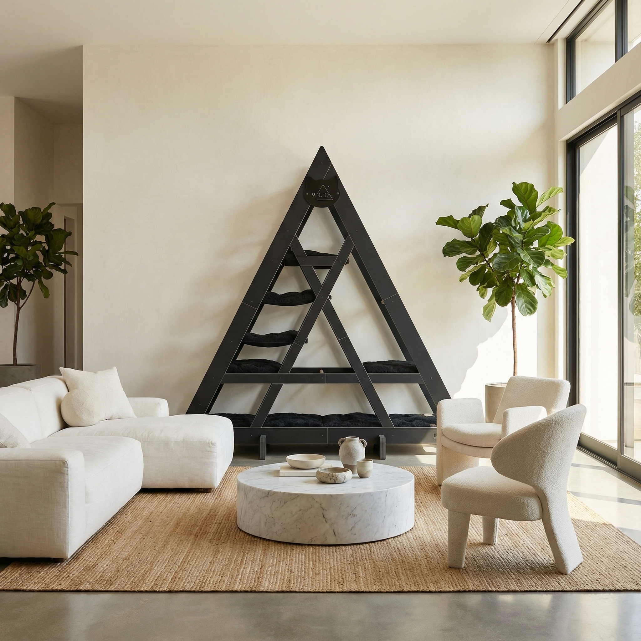 WLO® Onyx Black Triangle Cat Station | Modular Wall-Mounted Cat Climbing System