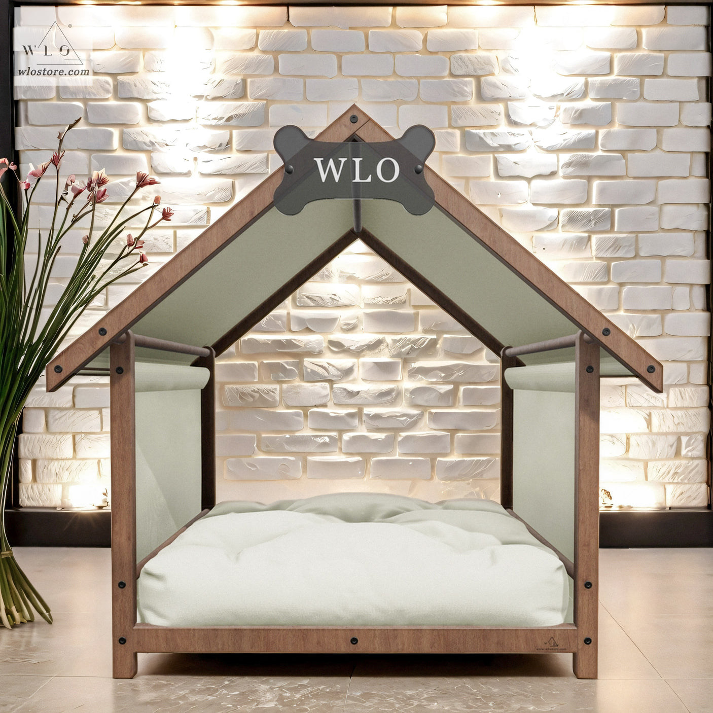 Casa para perros moderna WLO® Walnut Basic Plus