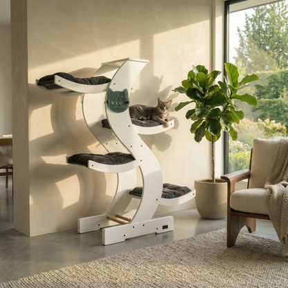 WLO® Pure White Skyline Cat Tree | Modern Multi-Level Cat Tower for Large Cats