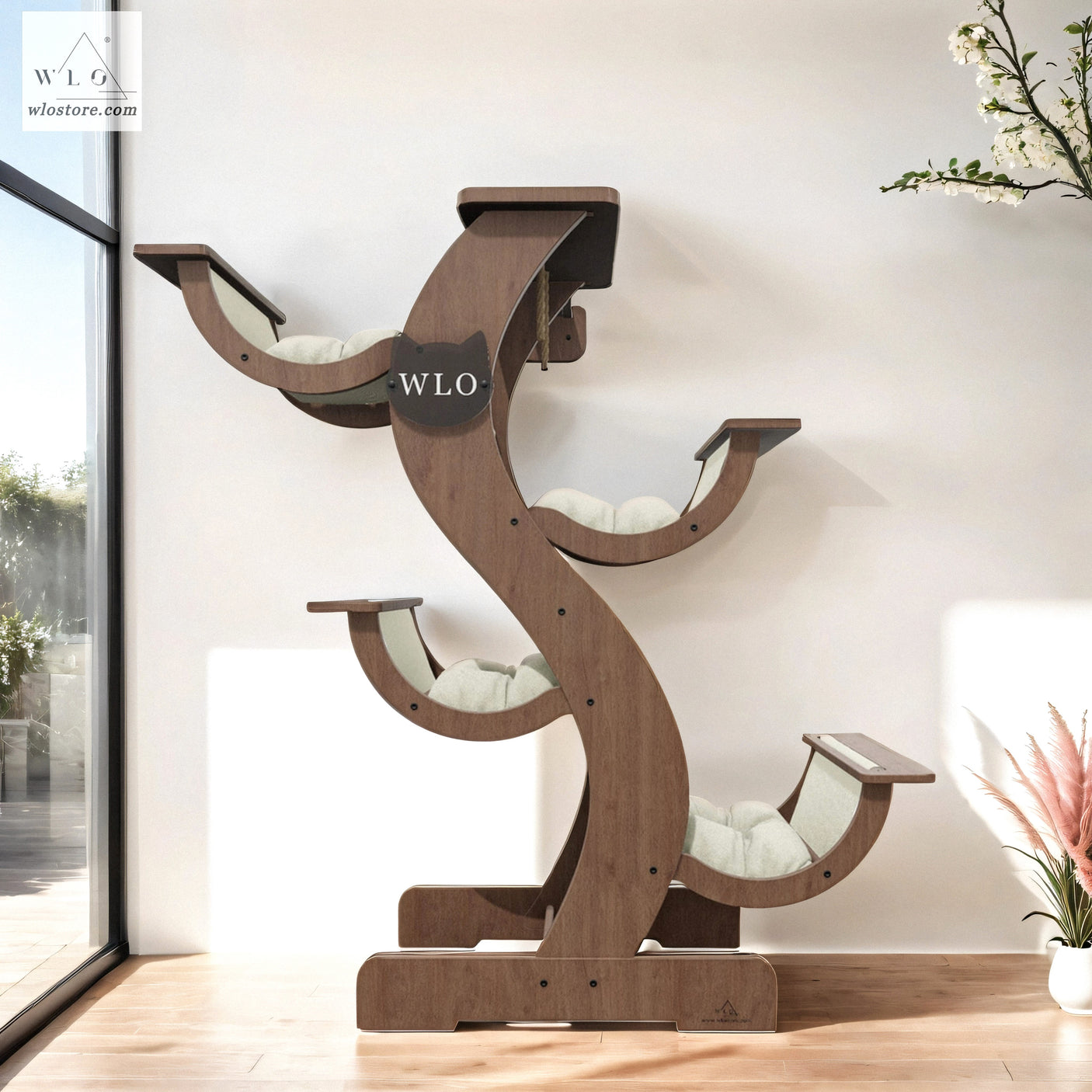 WLO® Walnut Skyline Modern Cat Tree