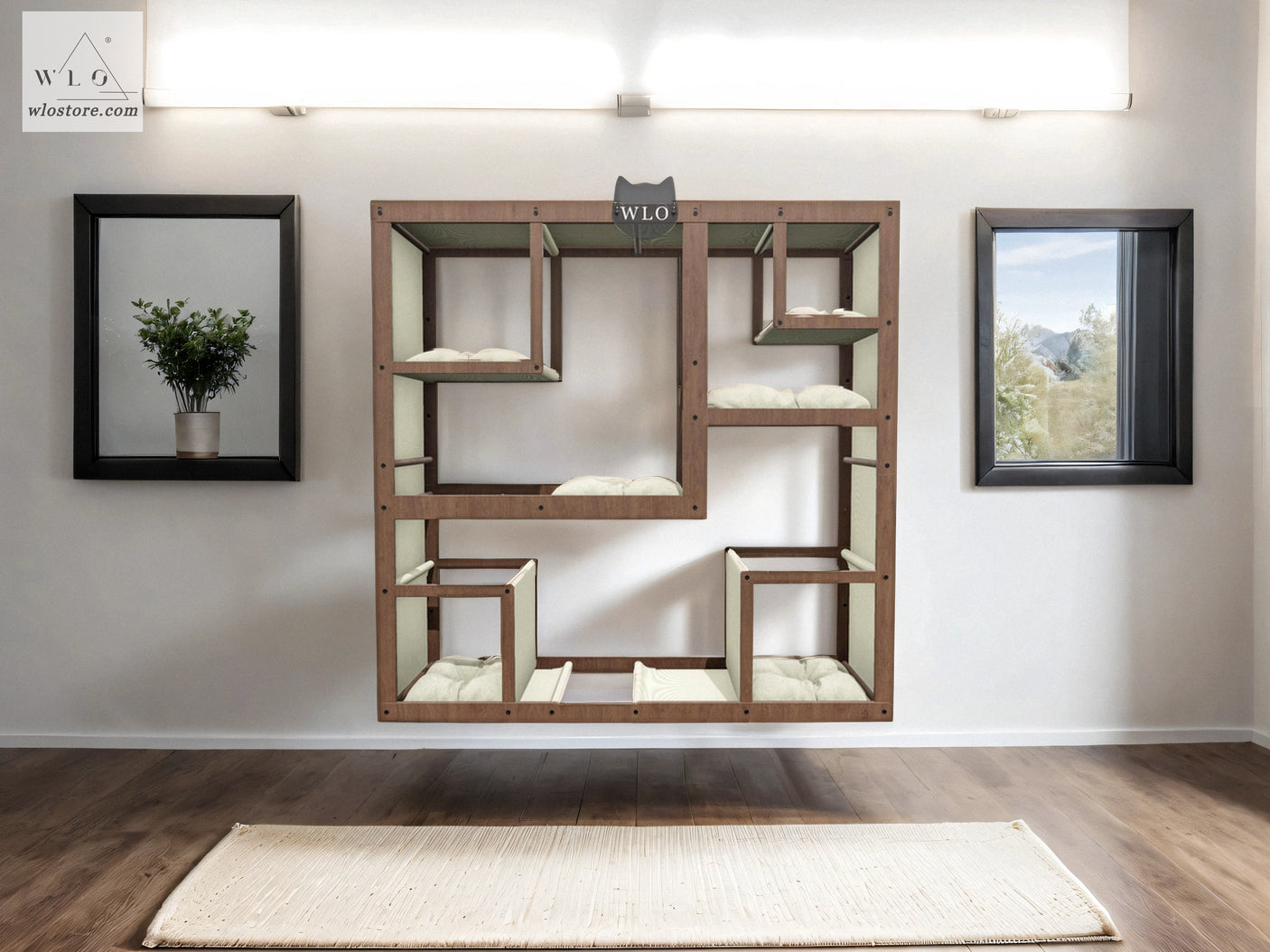 WLO® Walnut Square Compact Cat Shelf