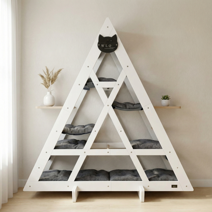WLO® Pure White Triangle Cat Station | Modular Wall-Mounted Cat Climbing System