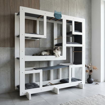 WLO® Pure White Square Cat Station | Modular Wall-Mounted Cat Climbing System