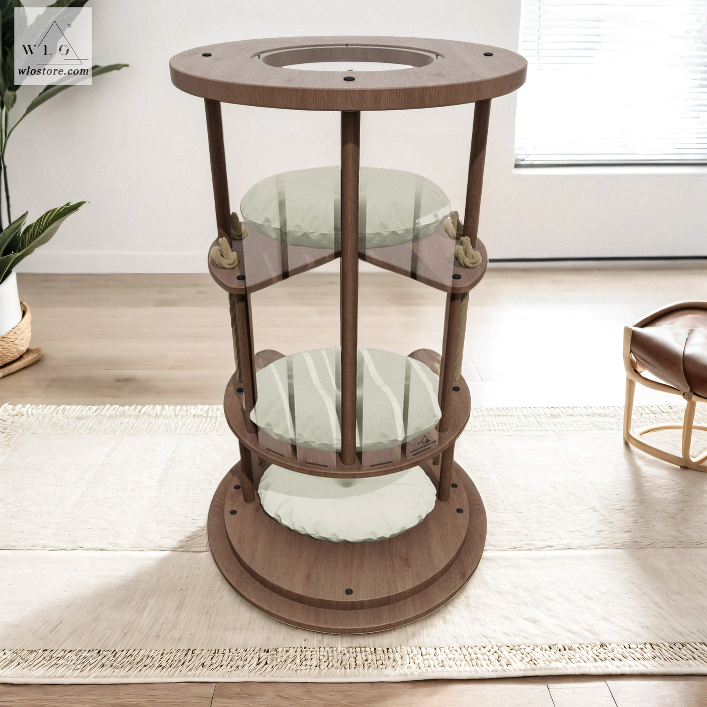 Árbol para gatos moderno WLO® Walnut Ocean Gate