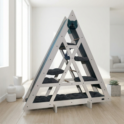 WLO® Pure White Triangle Cat Station | Modular Wall-Mounted Cat Climbing System
