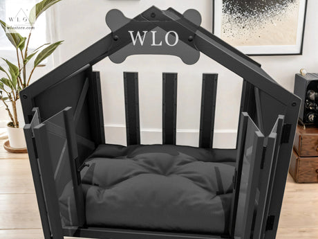 WLO® Black Gabled Modern Dog House