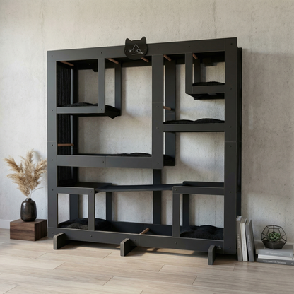 WLO® Onyx Black Square Cat Station | Modular Wall-Mounted Cat Climbing System