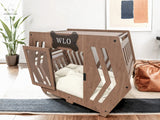 Jaula para perros moderna WLO® Walnut Hexxon