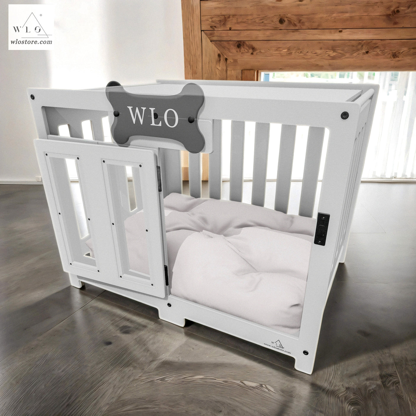 WLO® White Pueblo Modern Dog Crate