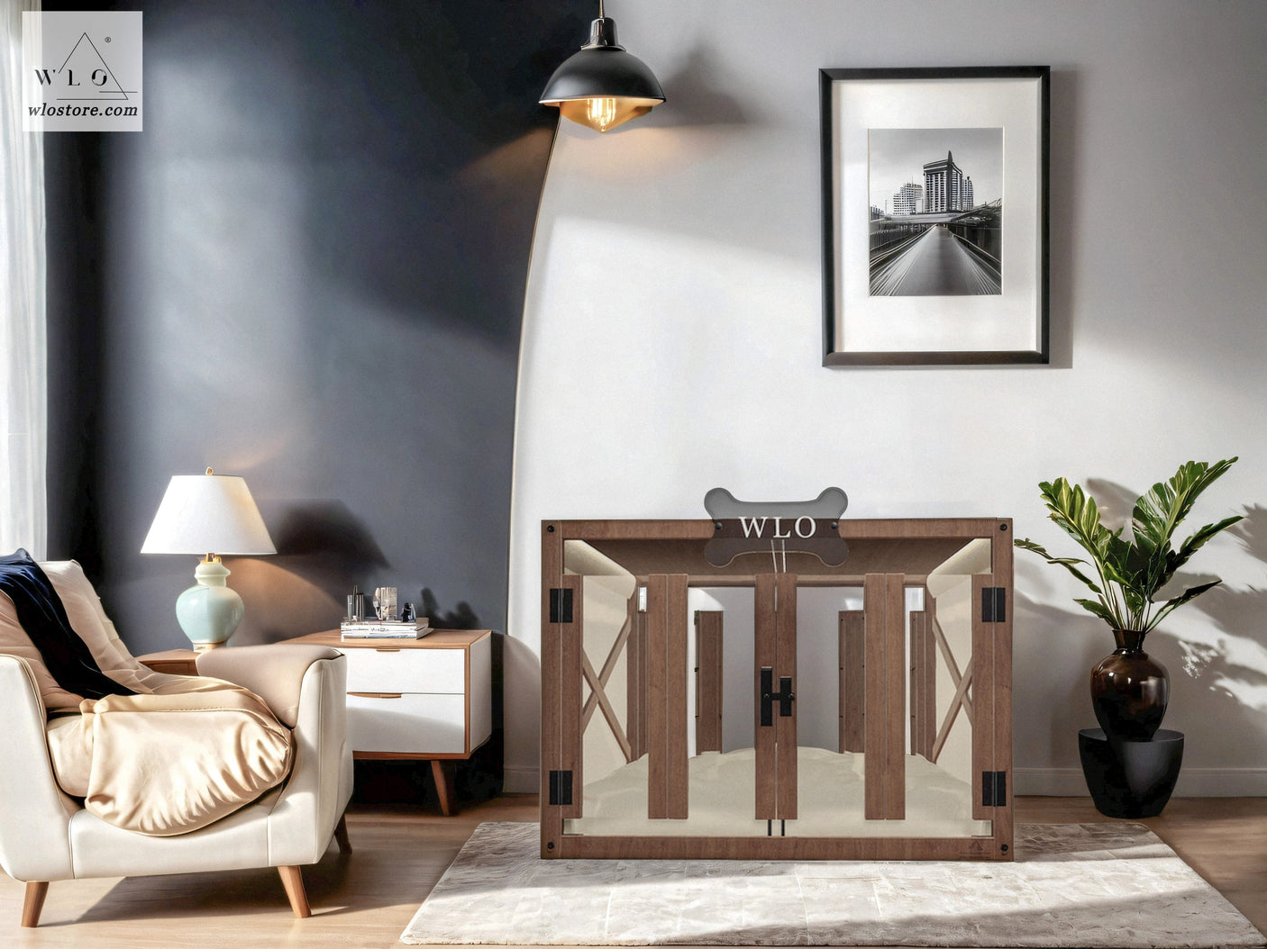 WLO® Walnut Pueblo Modern Dog House