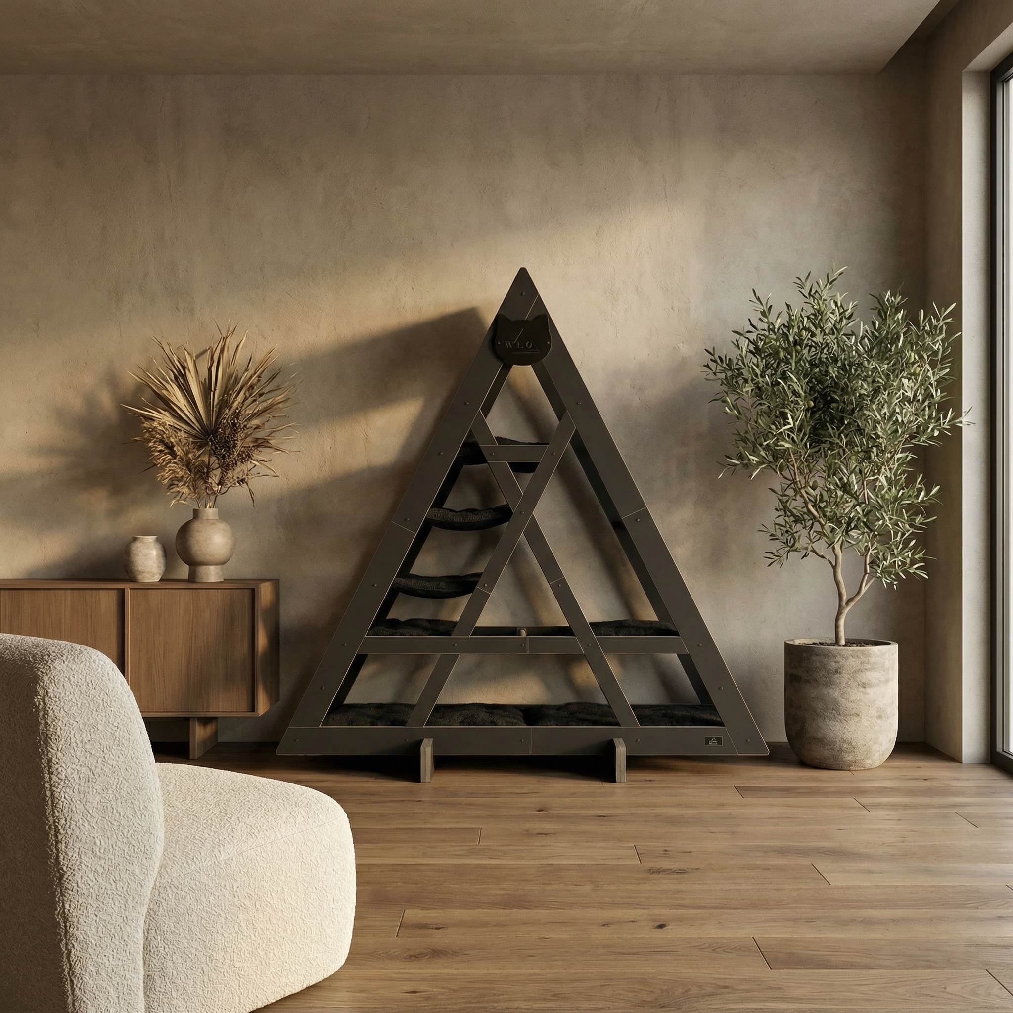 WLO® Onyx Black Triangle Cat Station | Modular Wall-Mounted Cat Climbing System