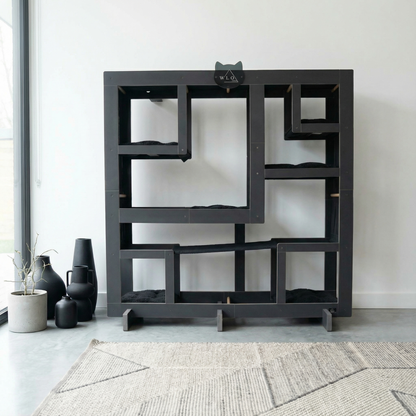 WLO® Onyx Black Square Cat Station | Modular Wall-Mounted Cat Climbing System