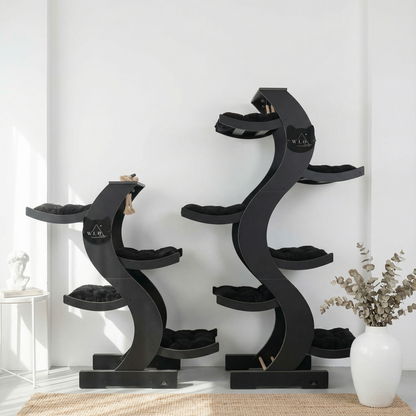 WLO® Onyx Black Skyline Cat Tree | Modern Multi-Level Cat Tower for Large Cats