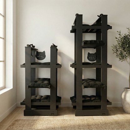 WLO® Onyx Black Malibu Cat Tree | Modern Multi-Level Cat Tower for Large Cats