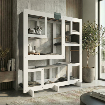 WLO® Pure White Square Cat Station | Modular Wall-Mounted Cat Climbing System