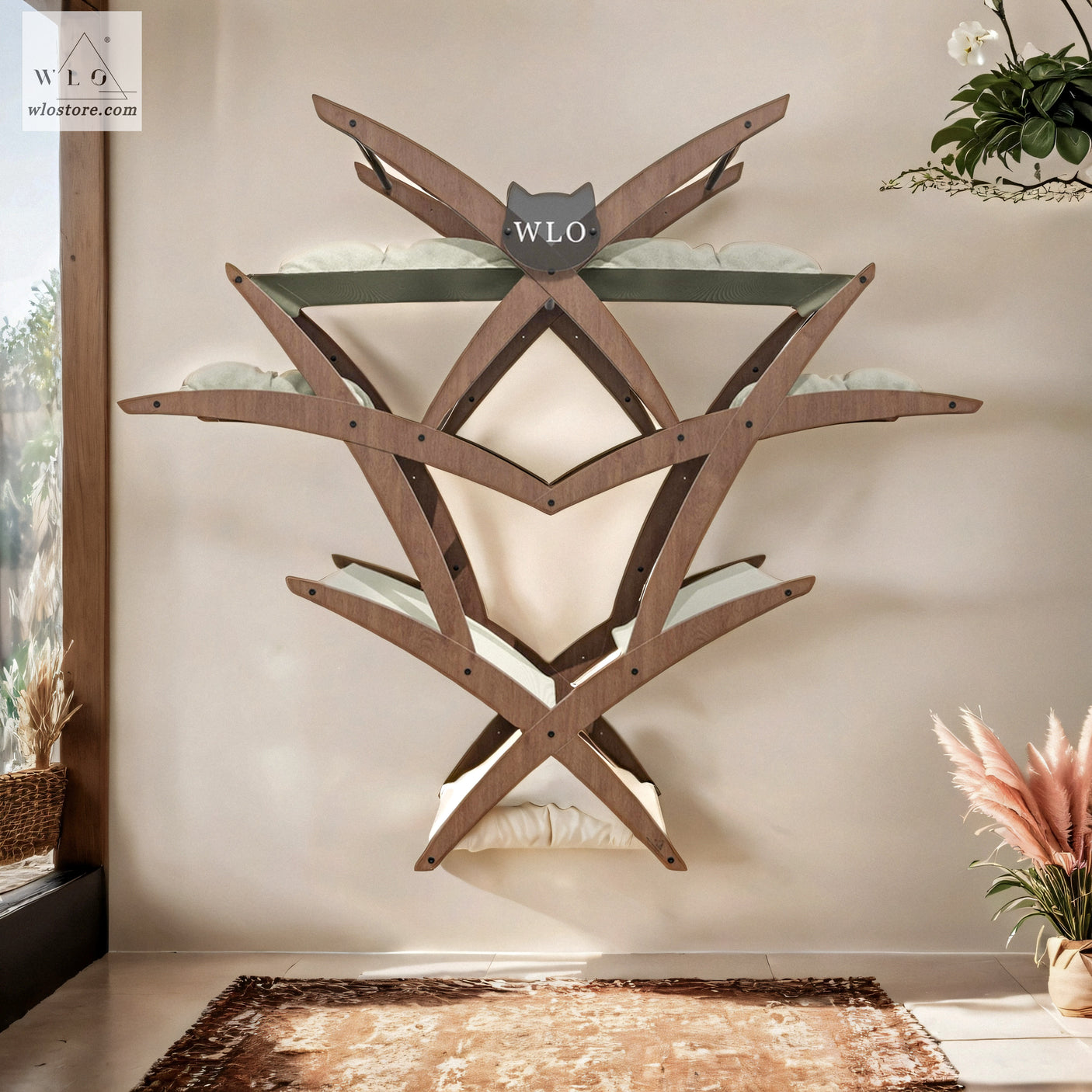 WLO® Walnut Tree X Compact Cat Shelf