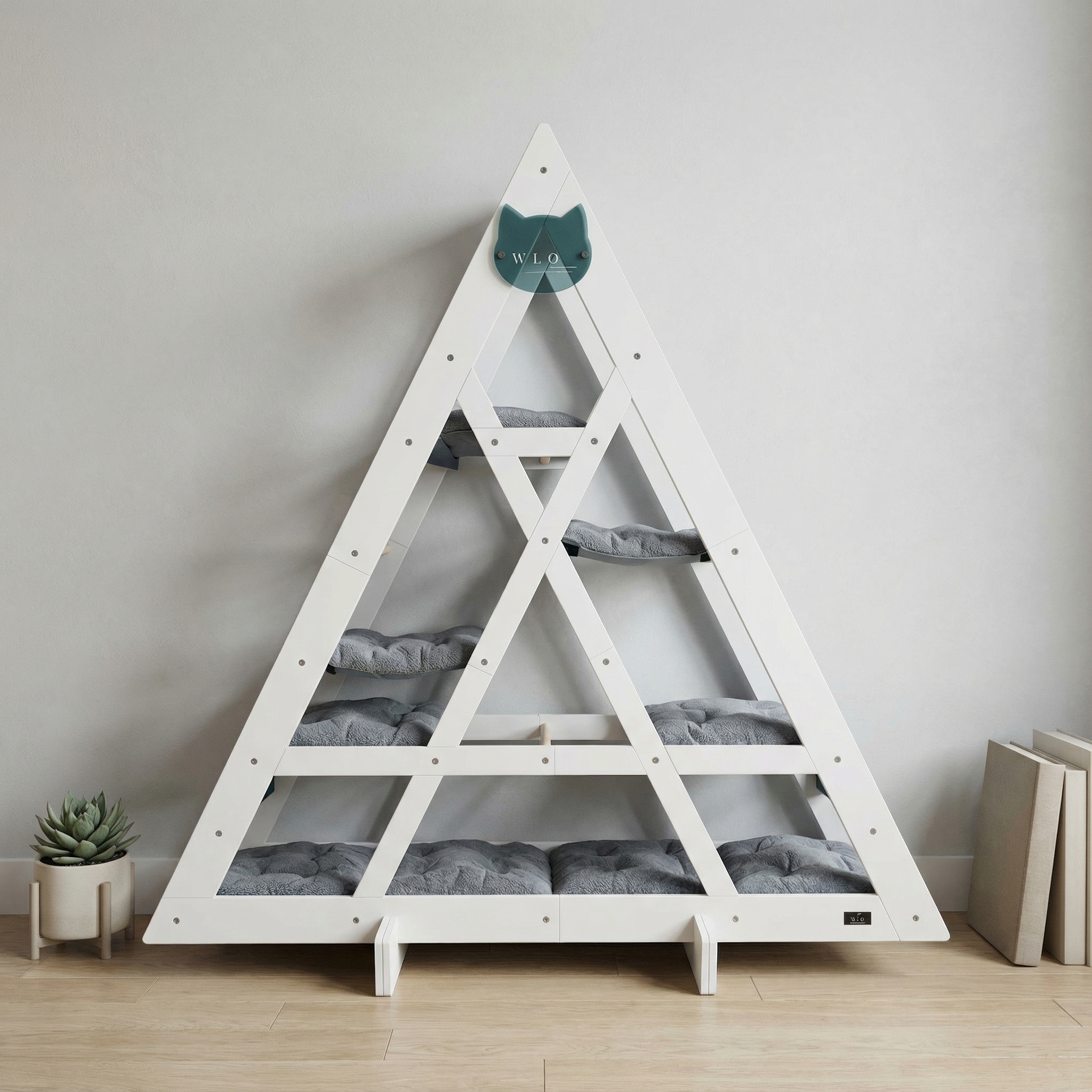 WLO® Pure White Triangle Cat Station | Modular Wall-Mounted Cat Climbing System