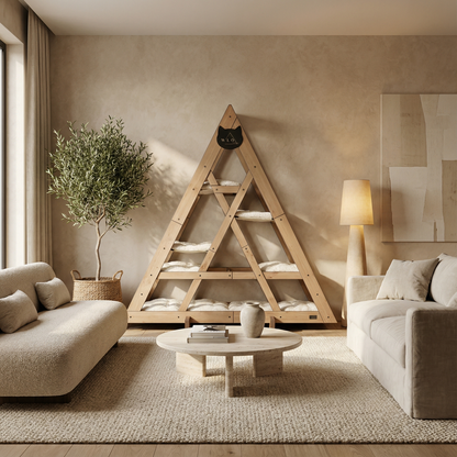 WLO® Natural Oak Triangle Cat Station | Modular Wall-Mounted Cat Climbing System