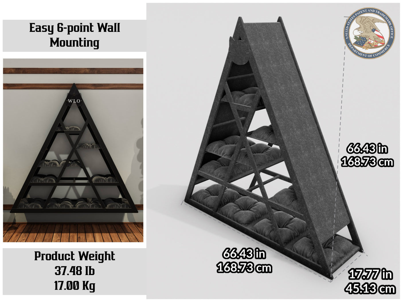 Mensola per gatti compatta triangolare in noce WLO®