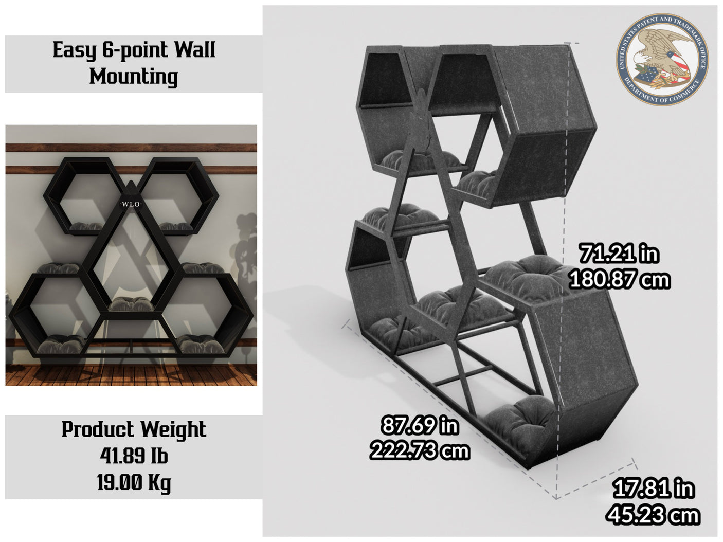 Estante compacto para gatos en forma de lágrima de nogal WLO®