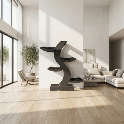 WLO® Onyx Black Skyline Cat Tree | Modern Multi-Level Cat Tower for Large Cats
