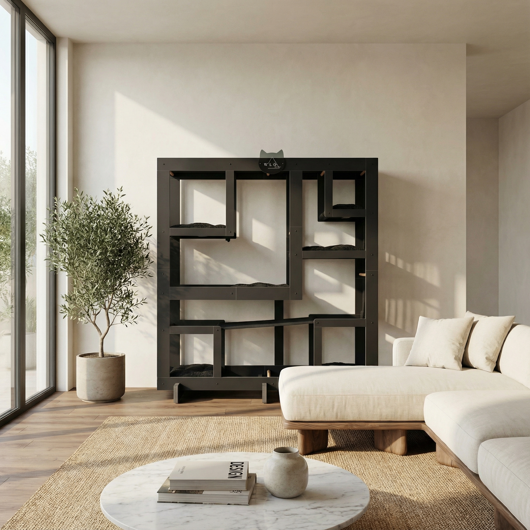 WLO® Onyx Black Square Cat Station | Modular Wall-Mounted Cat Climbing System