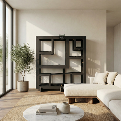 WLO® Onyx Black Square Cat Station | Modular Wall-Mounted Cat Climbing System