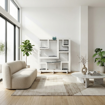 WLO® Pure White Square Cat Station | Modular Wall-Mounted Cat Climbing System