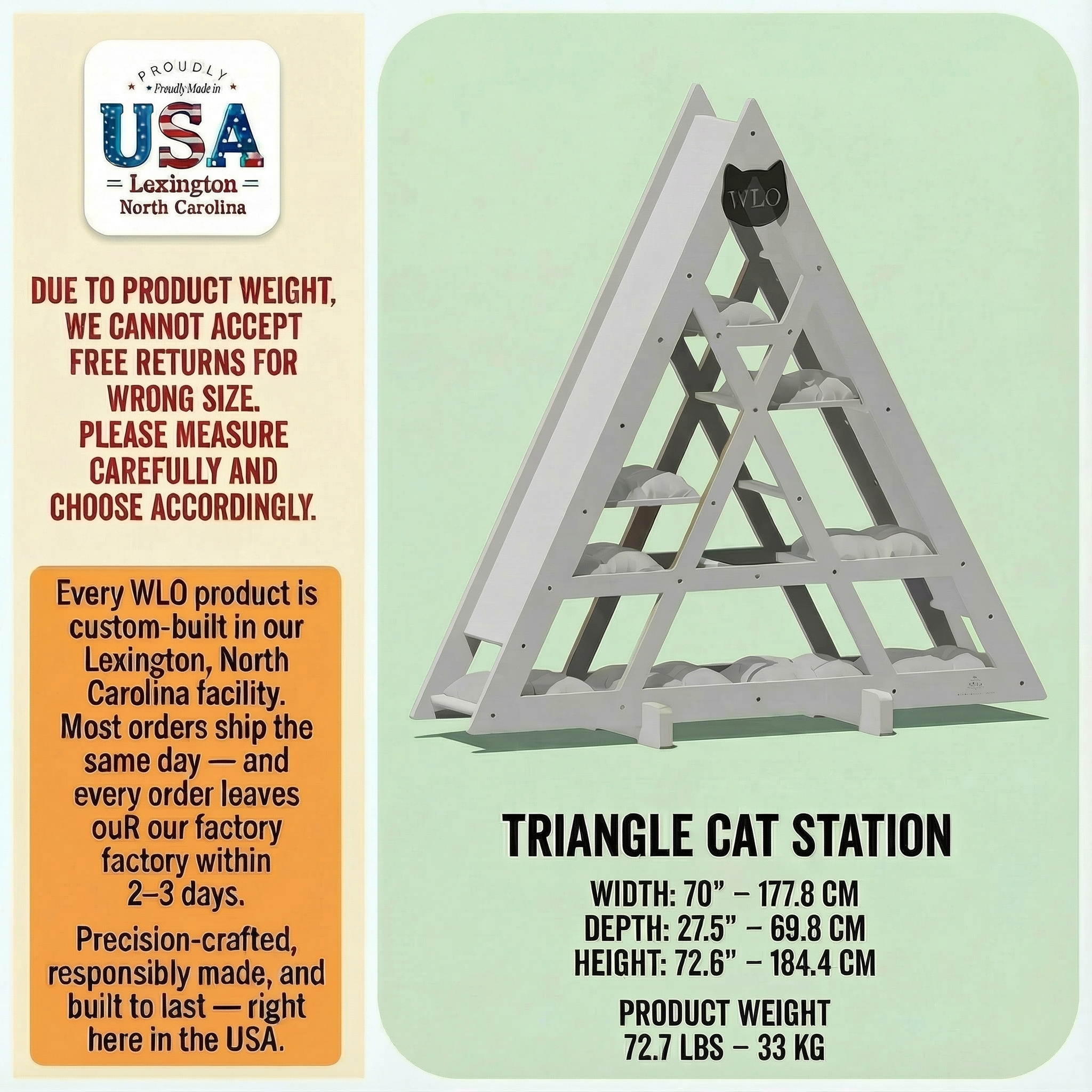 WLO® Pure White Triangle Cat Station | Modular Wall-Mounted Cat Climbing System