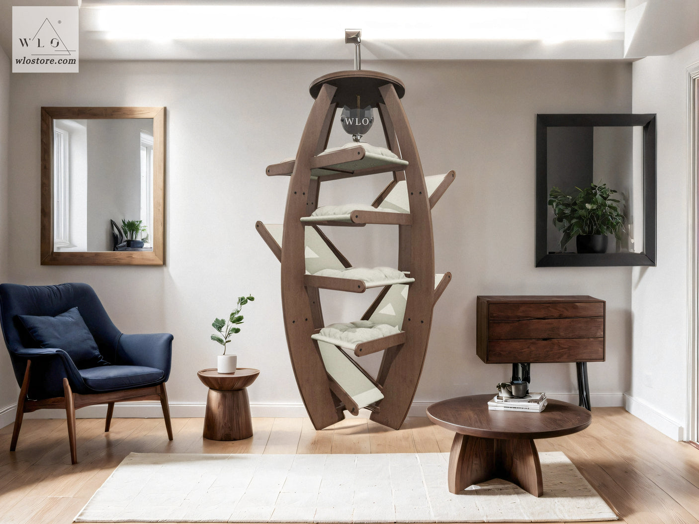 WLO® Walnut Circular Modern Cat Tree