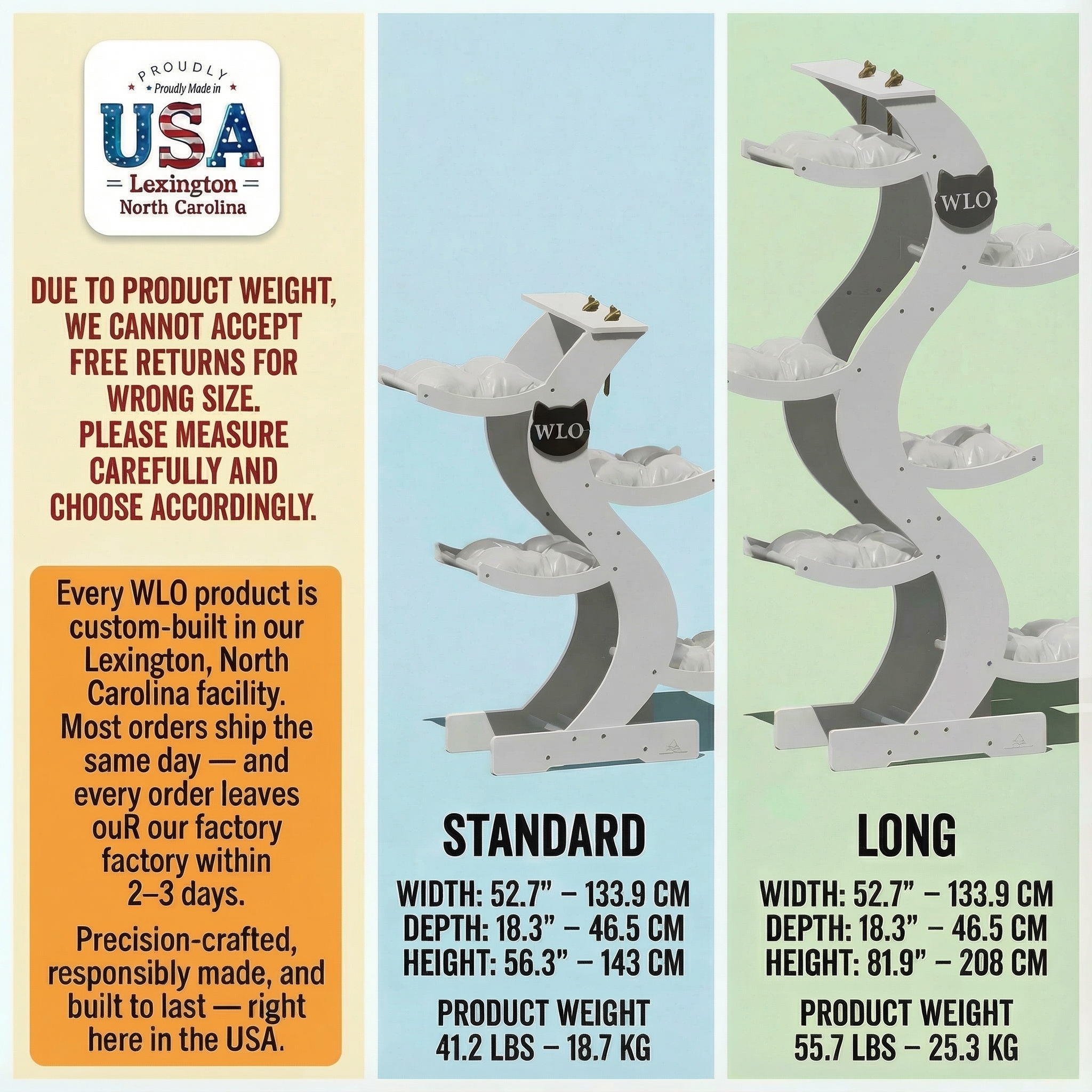 WLO® Pure White Skyline Cat Tree | Modern Multi-Level Cat Tower for Large Cats