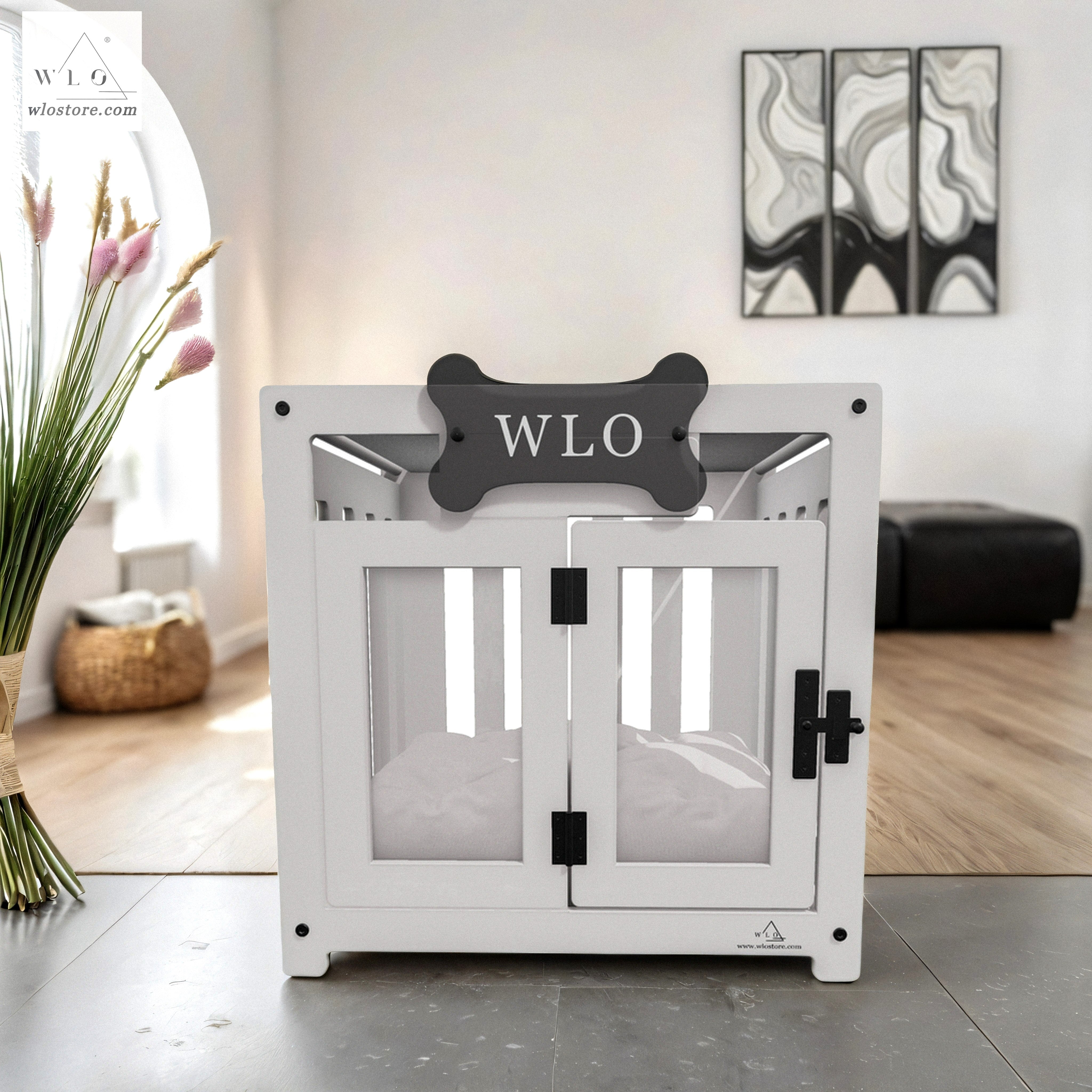 Walnut Ivory Pueblo Modern Dog Crate Dog Bed Dog Crate Dog Kennel Wood Dog House Pet House Pet Furniture Dog Furniture WLO WLO Store