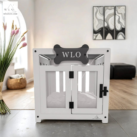 WLO® White Pueblo Modern Dog Crate