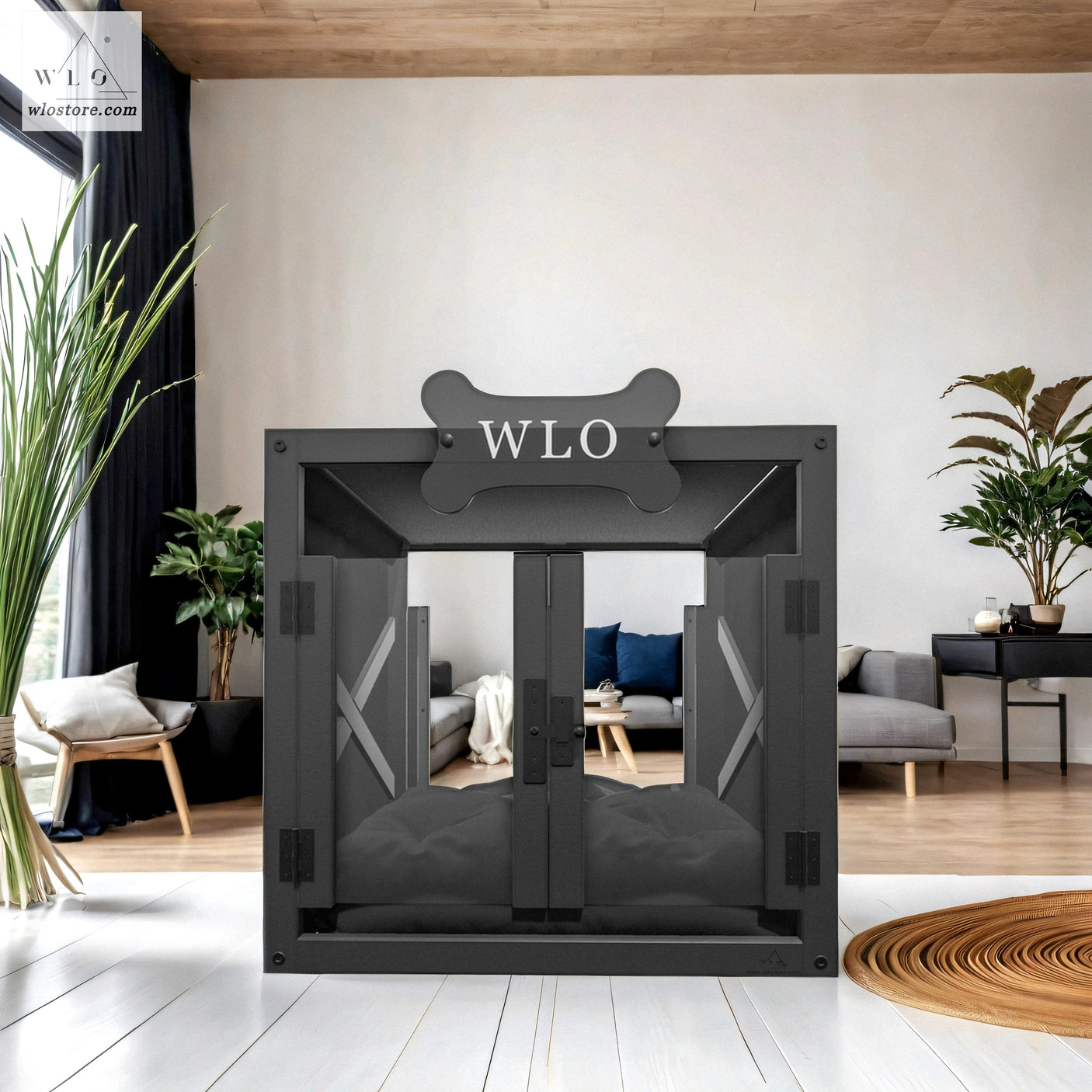 WLO® Black Pueblo Modern Dog House