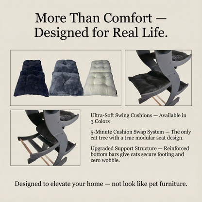 WLO® Onyx Black Skyline Cat Tree | Modern Multi-Level Cat Tower for Large Cats