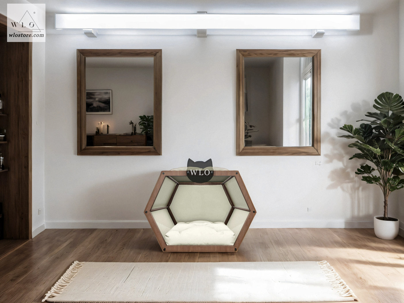 WLO® Walnut Hexxon Modern Cat Bed