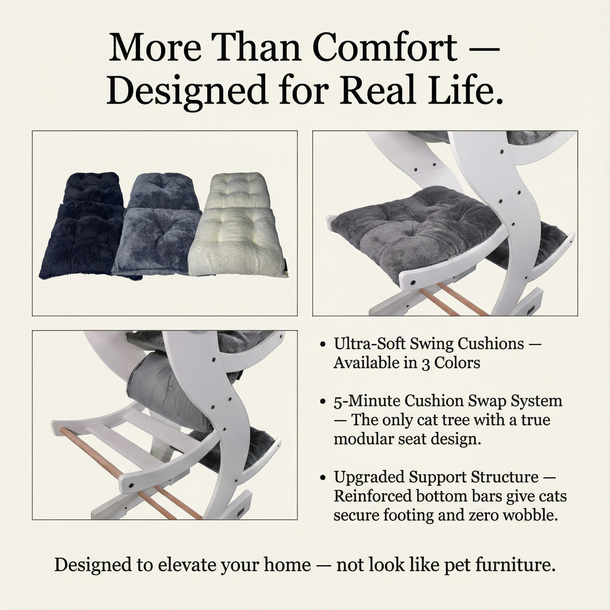 WLO® Pure White Skyline Cat Tree | Modern Multi-Level Cat Tower for Large Cats