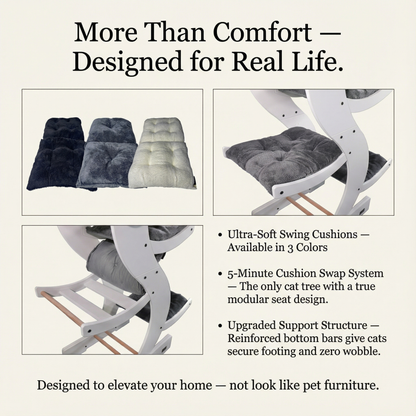 WLO® Pure White Skyline Cat Tree | Modern Multi-Level Cat Tower for Large Cats