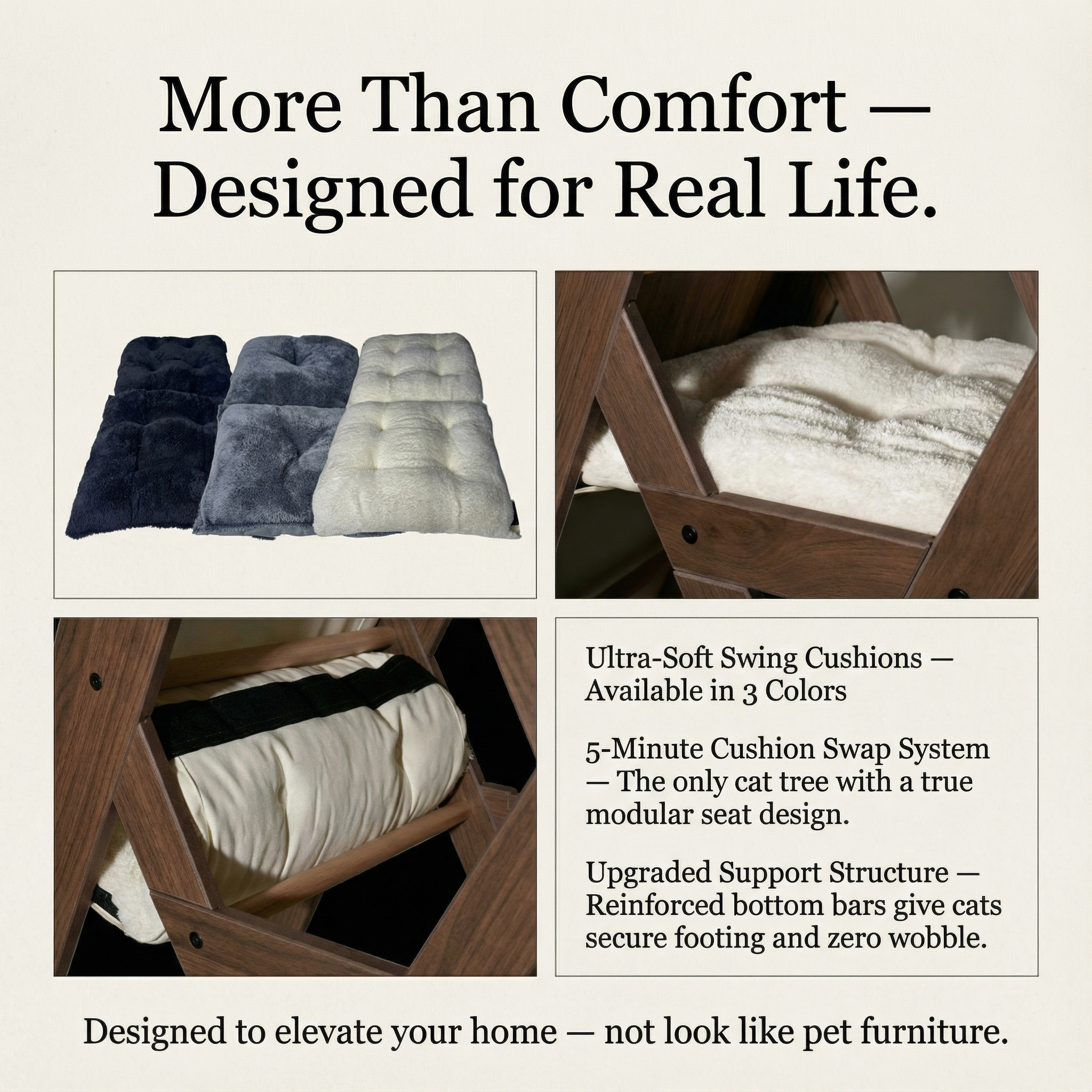 WLO® Classic Walnut Triangle Cat Station | Modular Wall-Mounted Cat Climbing System