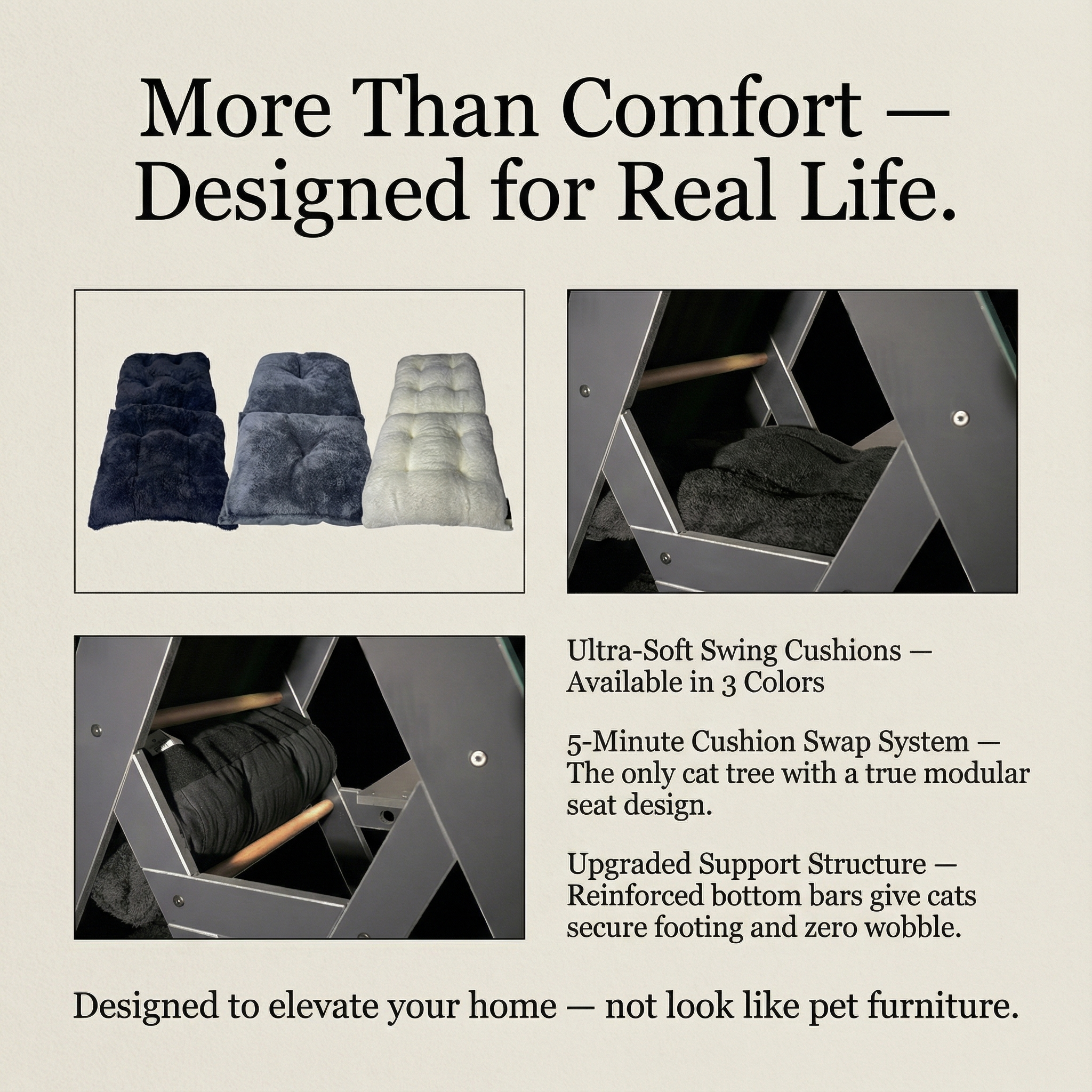 WLO® Onyx Black Triangle Cat Station | Modular Wall-Mounted Cat Climbing System