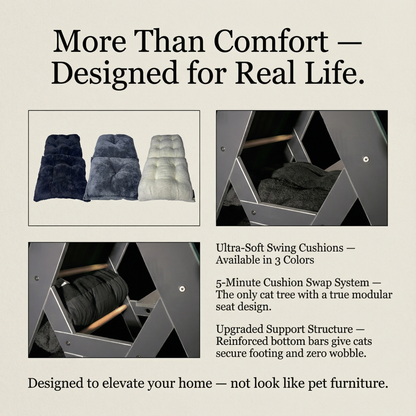 WLO® Onyx Black Triangle Cat Station | Modular Wall-Mounted Cat Climbing System