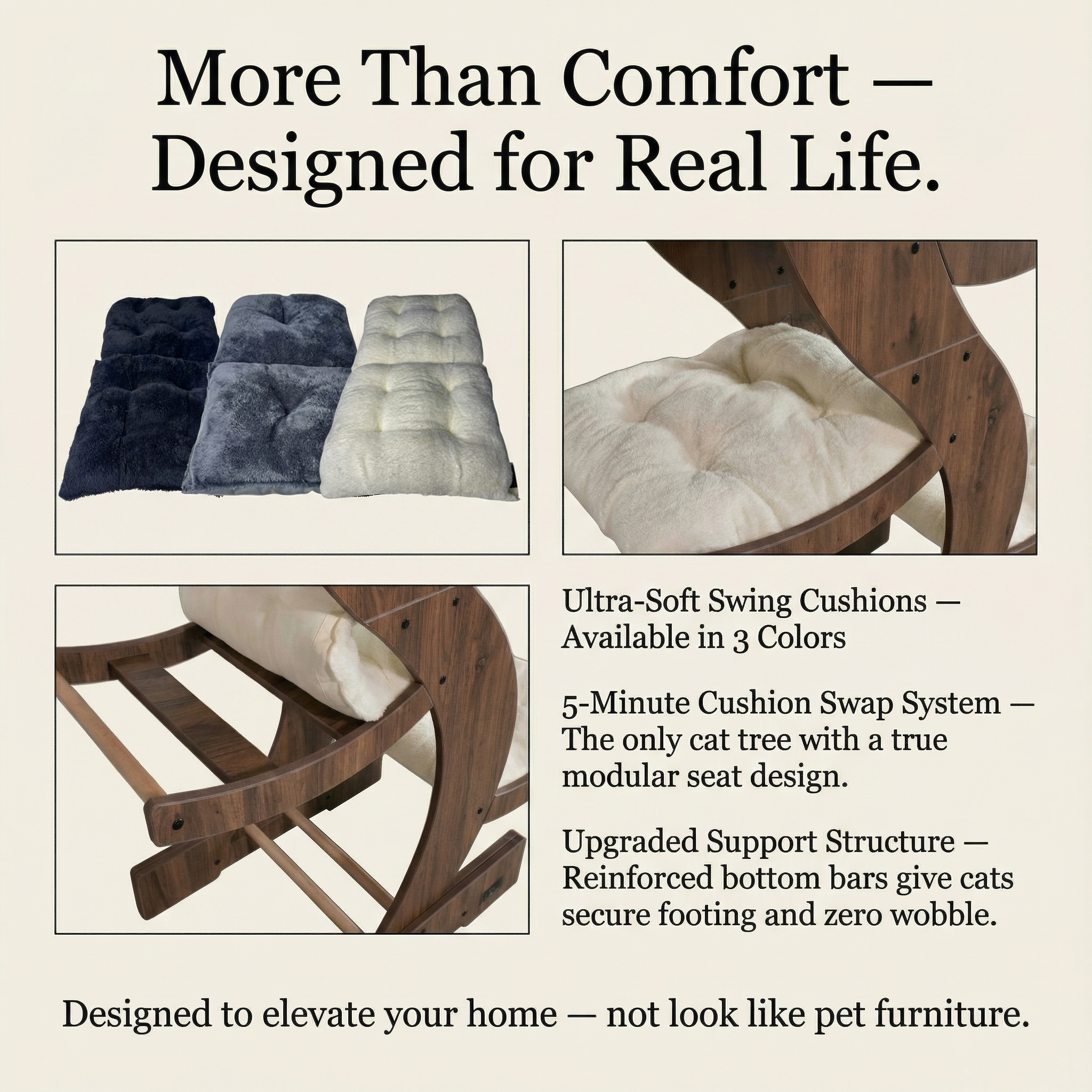 WLO® Classic Walnut Skyline Tiragraffi | Torre Moderna Multi-Livello per Gatti Grandi