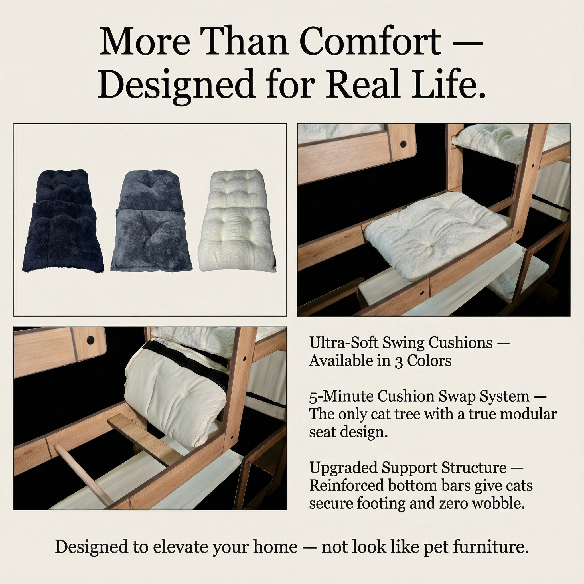 WLO® Natural Oak Square Cat Station | Modular Wall-Mounted Cat Climbing System