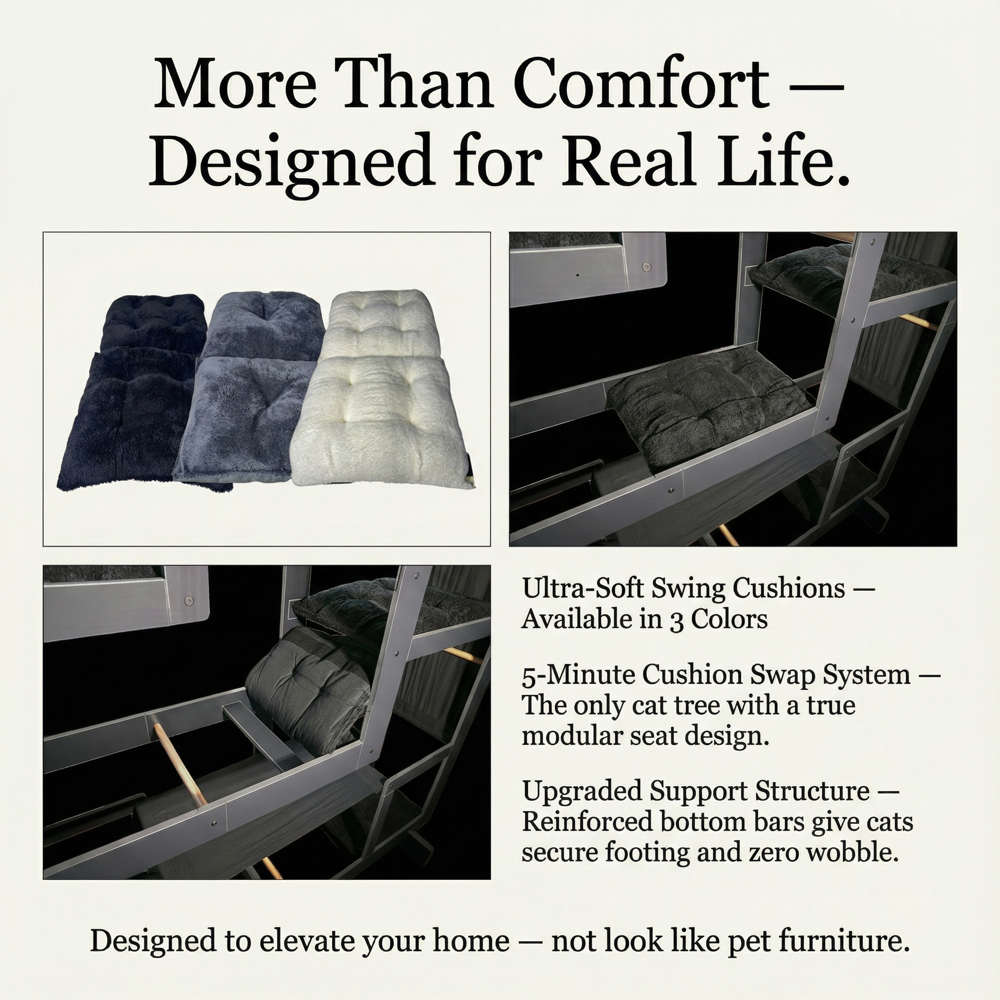 WLO® Onyx Black Square Cat Station | Modular Wall-Mounted Cat Climbing System