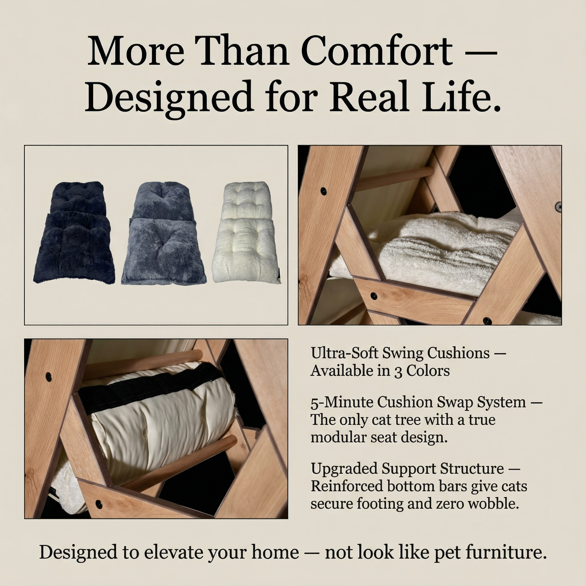 WLO® Natural Oak Triangle Cat Station | Modular Wall-Mounted Cat Climbing System