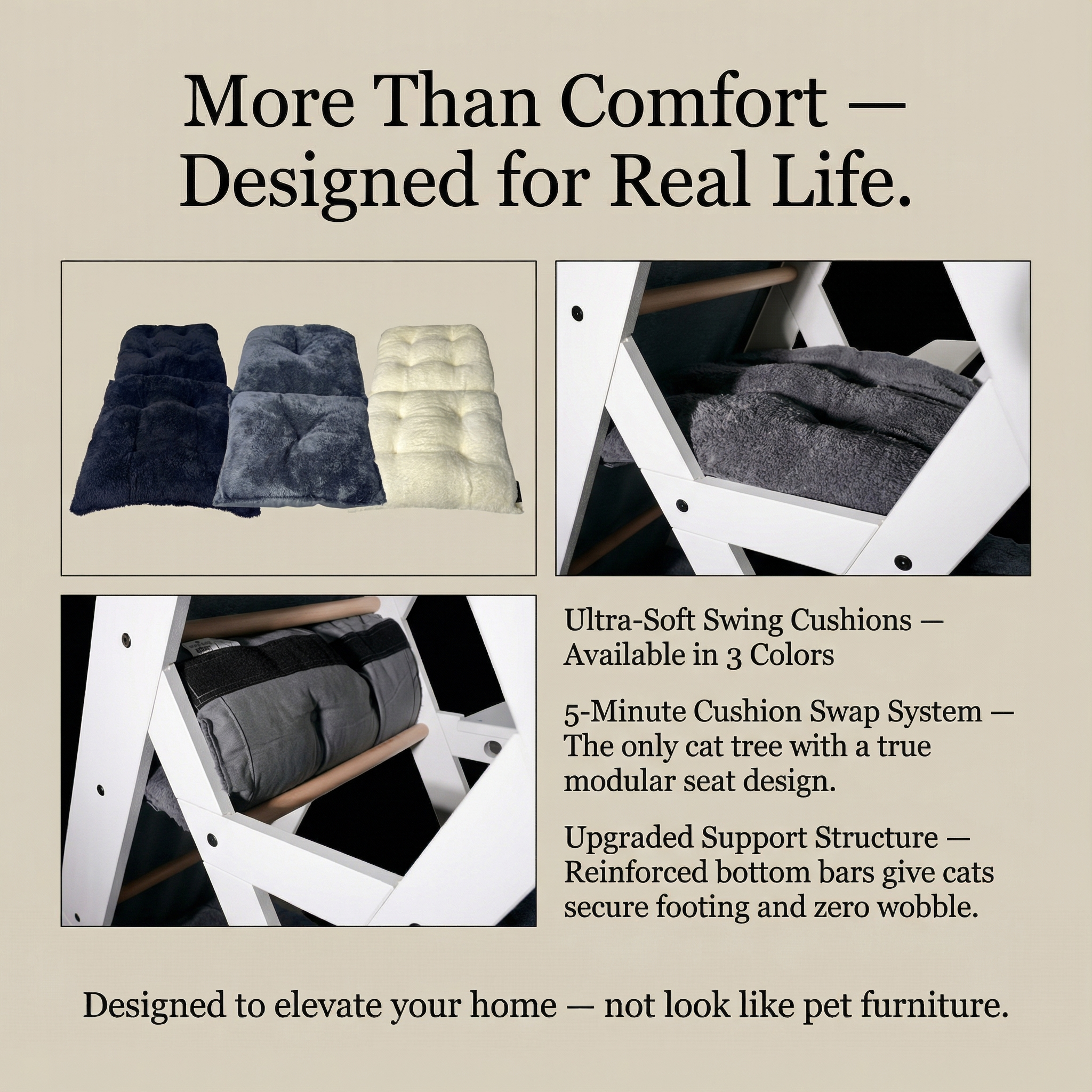 WLO® Pure White Triangle Cat Station | Modular Wall-Mounted Cat Climbing System