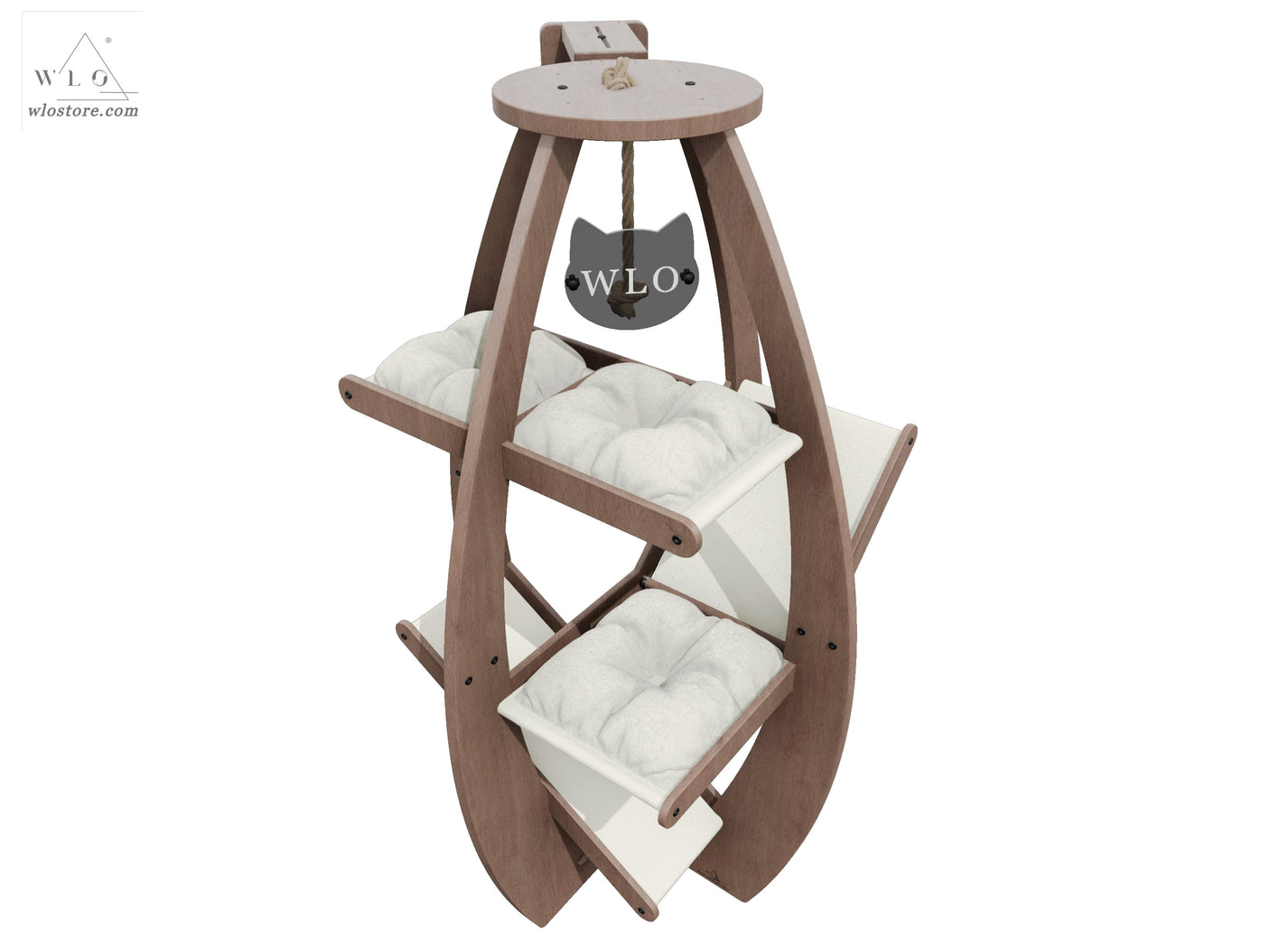 WLO® Walnut Circular Modern Cat Tree