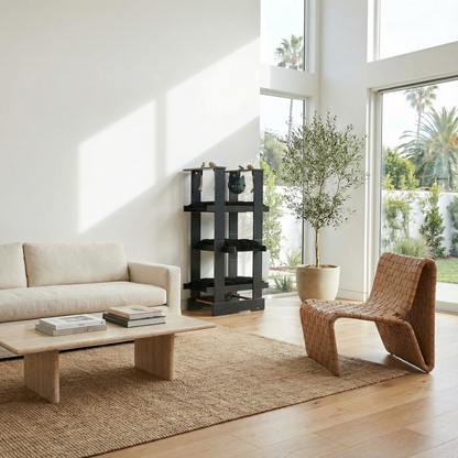 WLO® Onyx Black Malibu Cat Tree | Modern Multi-Level Cat Tower for Large Cats