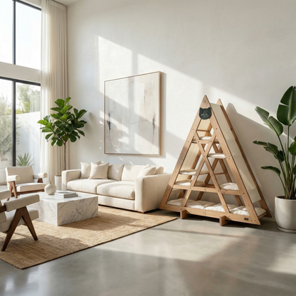 WLO® Natural Oak Triangle Cat Station | Modular Wall-Mounted Cat Climbing System