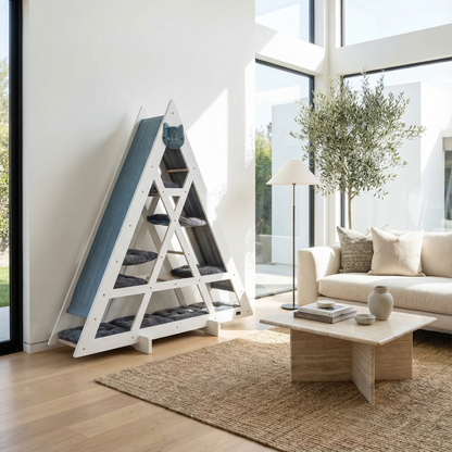 WLO® Pure White Triangle Cat Station | Modular Wall-Mounted Cat Climbing System